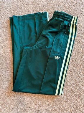 adidas Dark Green Joggers with Light Green Side Stripes